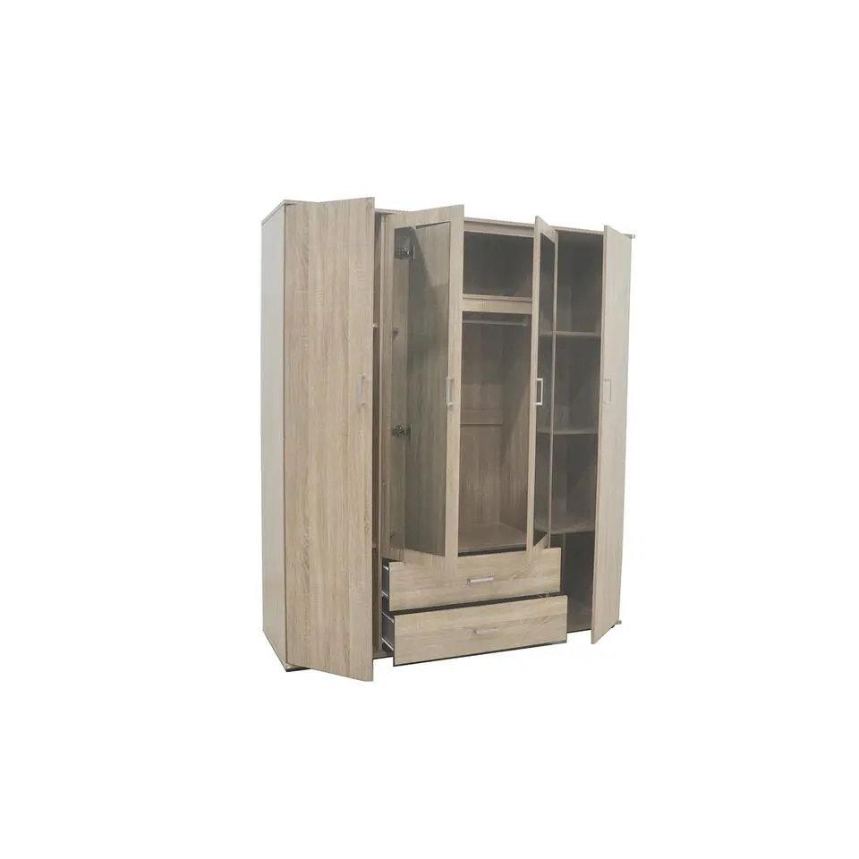 Interiax Kledingkast 'Lena' - Sonoma Eik - 4 Deurs - 185x160x52cm