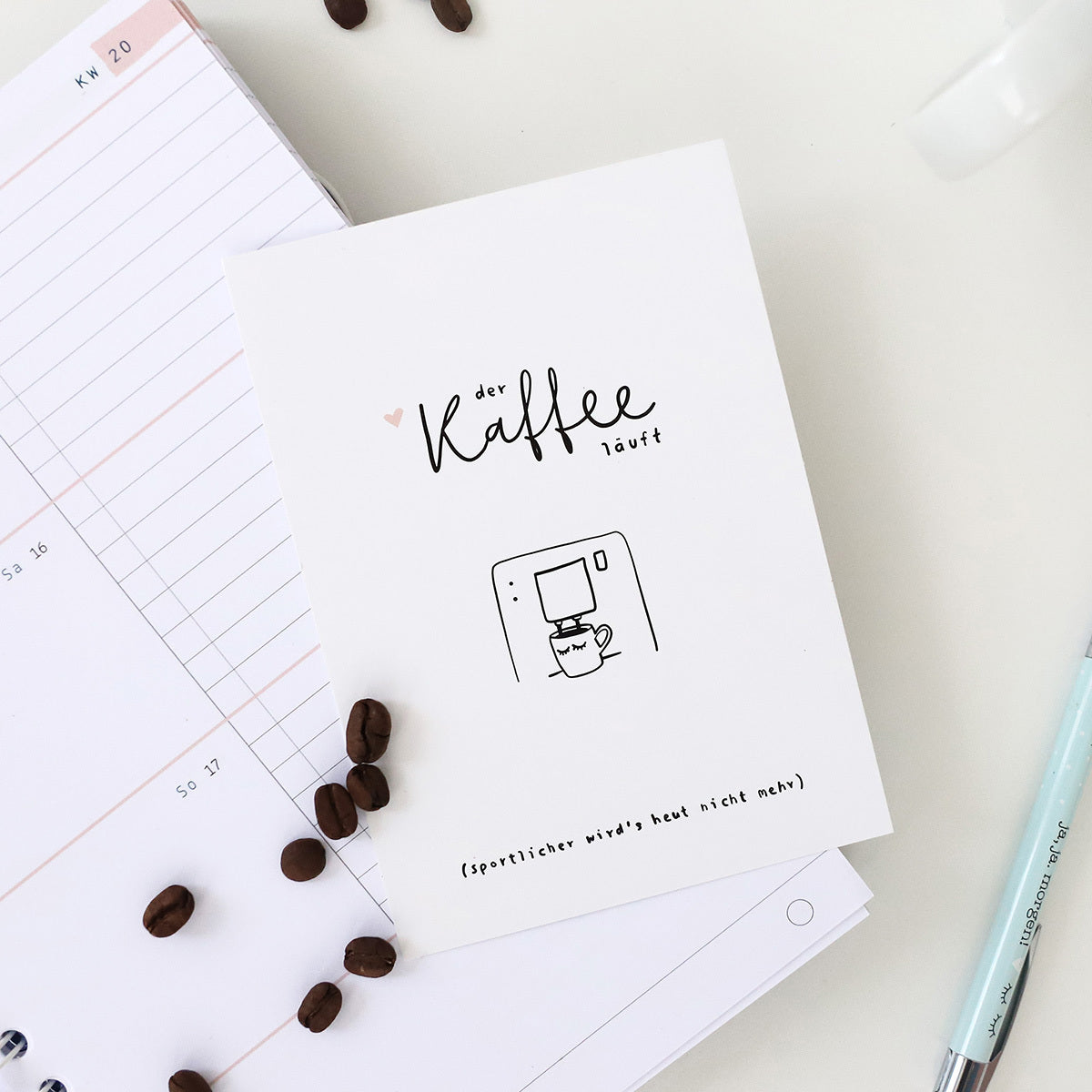 Postkarte „Der Kaffee läuft