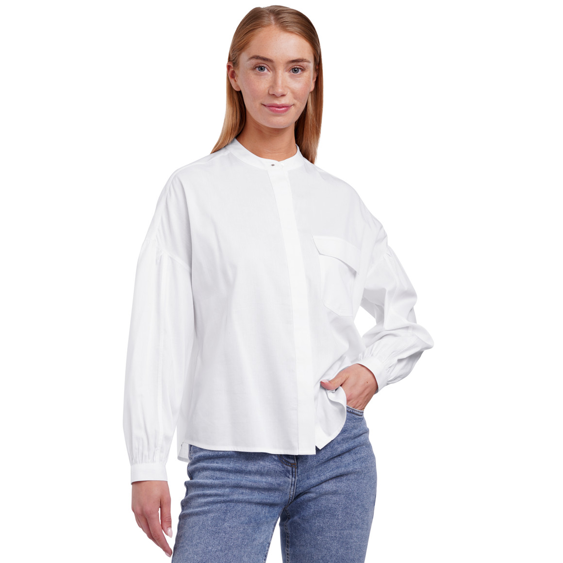 Jonas Nielsen Damen Bluse mit verdeckter Knopfleiste weiss