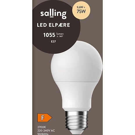 Salling LED kronepære 9,6W - varmt hvidt lys