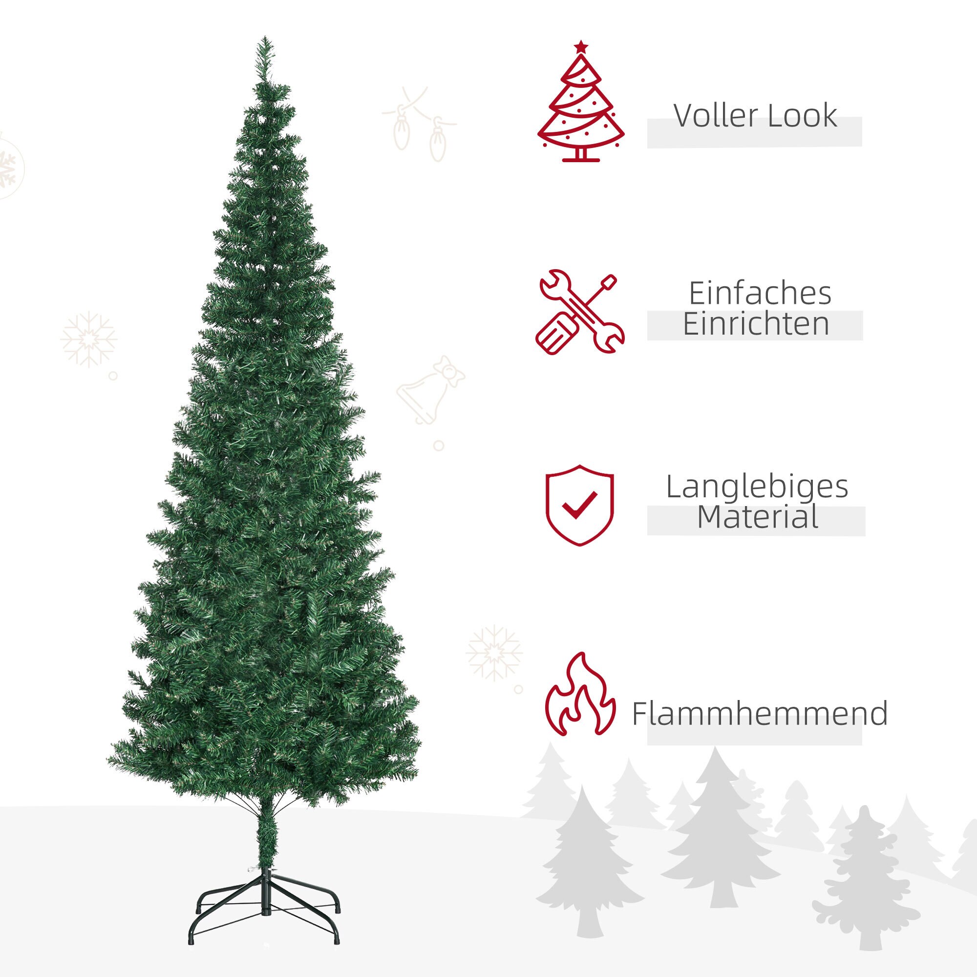 HOMCOM Tannenbaum mit Metallständer grün 81 x 210 cm (ØxH)