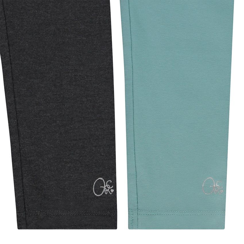 Lot de 2 leggings unis avec foil print pour fille - Gris chiné