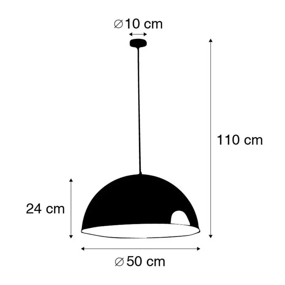 Qazqa hanglampen magna zwart e27
