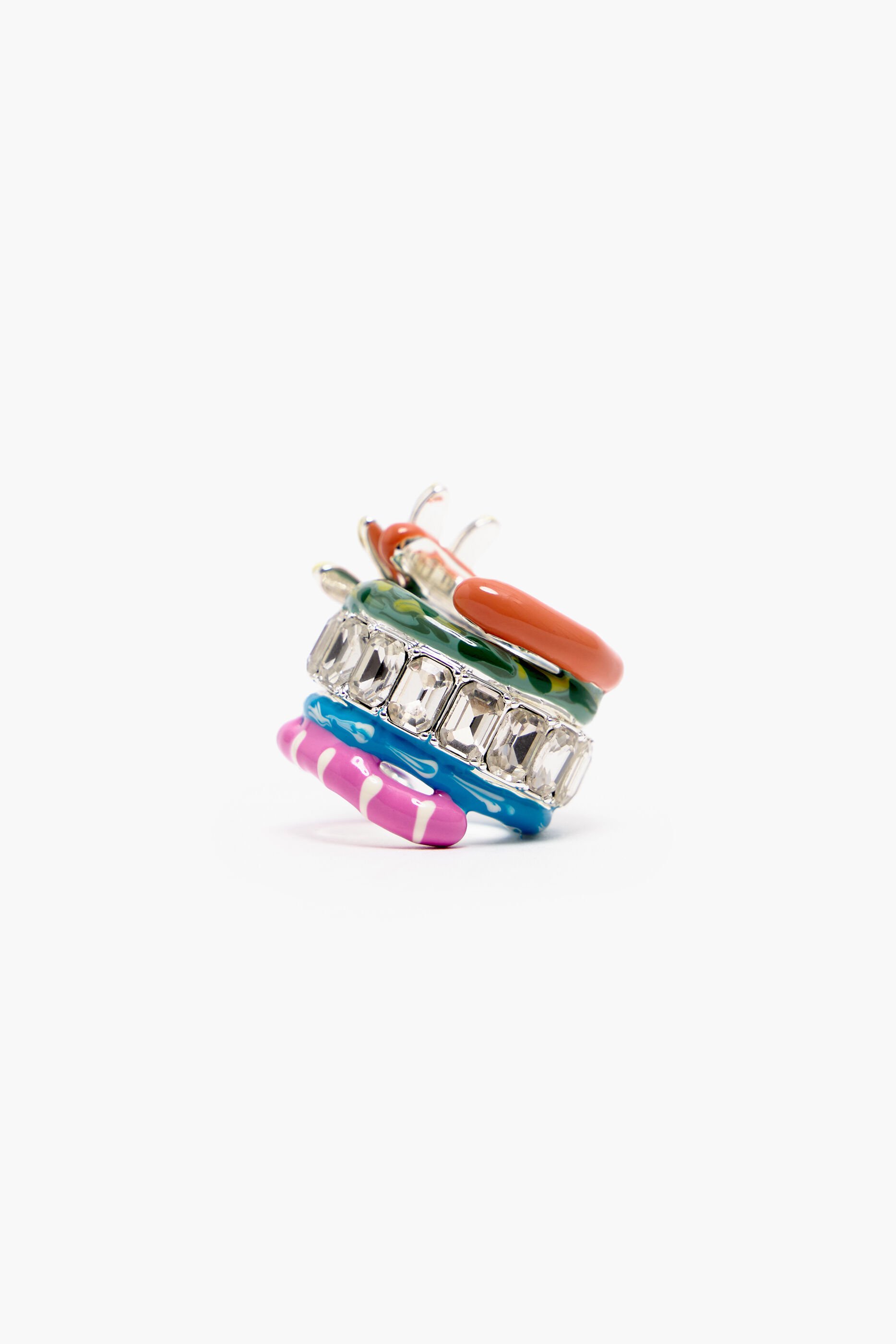 Anel de cristal esmaltado multicolorido
