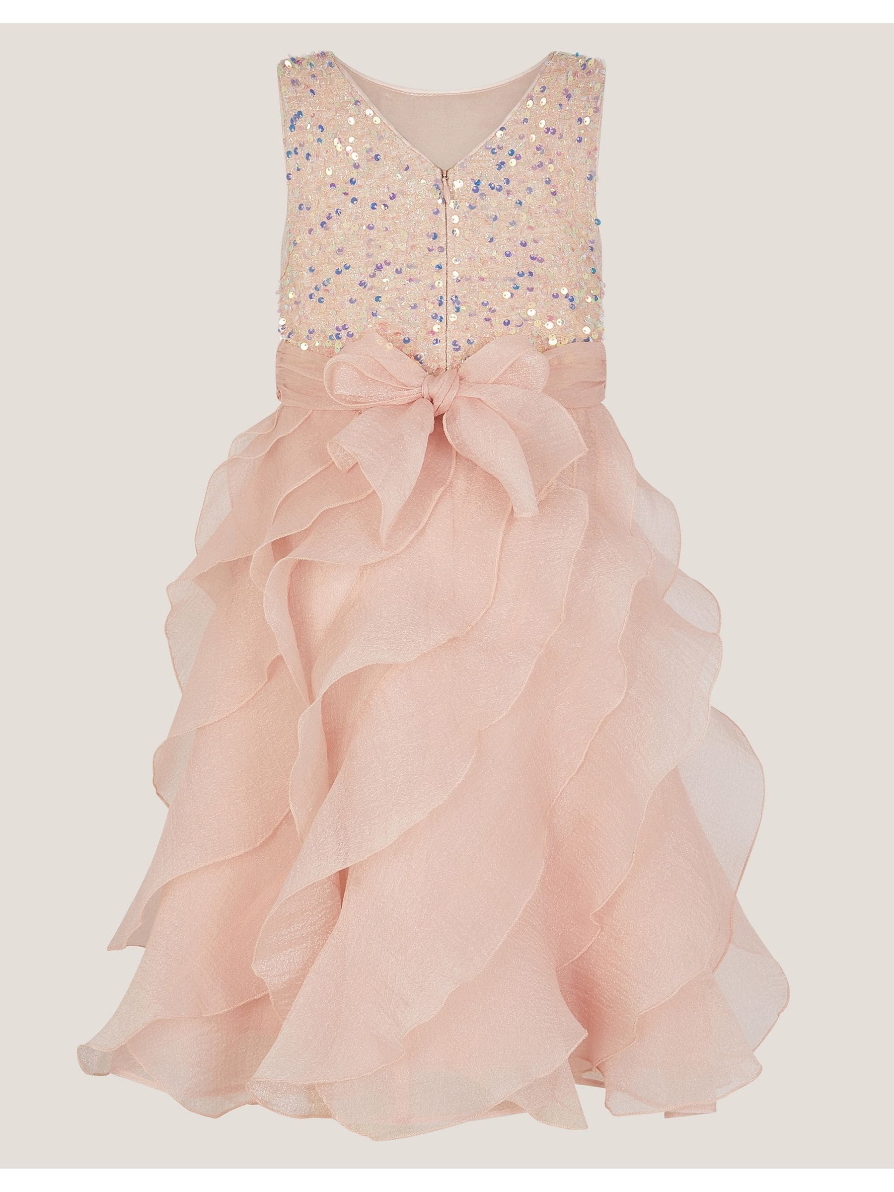 Monsoon Sequin Waterfall Ruffle Party Dress