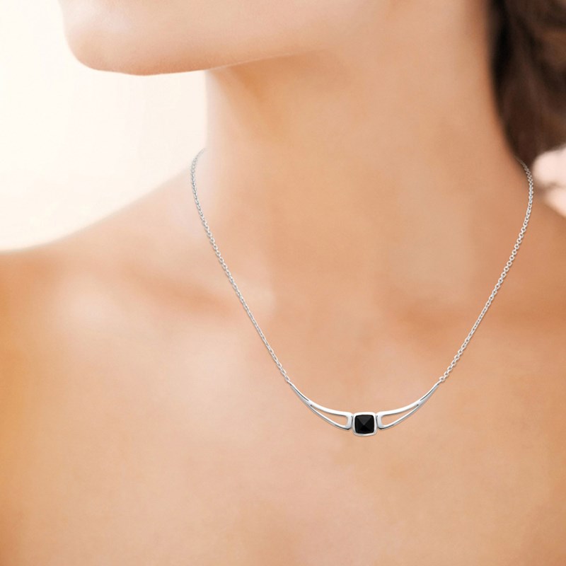 Collier Femme - Argent 925 - Agate - Longueur : 45 cm