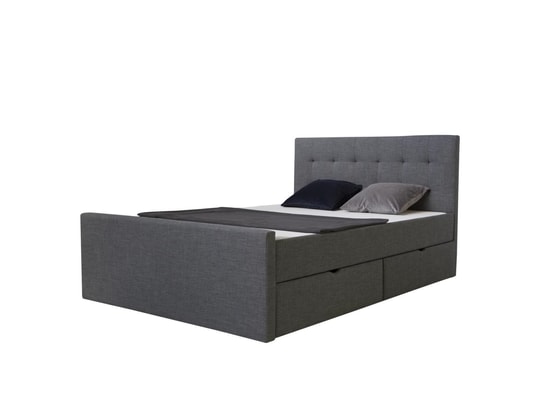 HOMESTYLE4U - Lit avec rangement Lit double 120x200 gris sommier à lattes tête de lit tissu ...