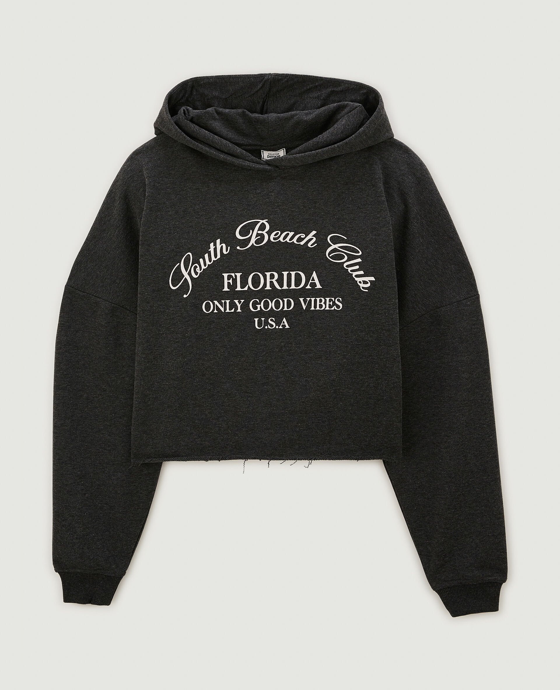 Sweat cropped avec capuche - Gris foncé