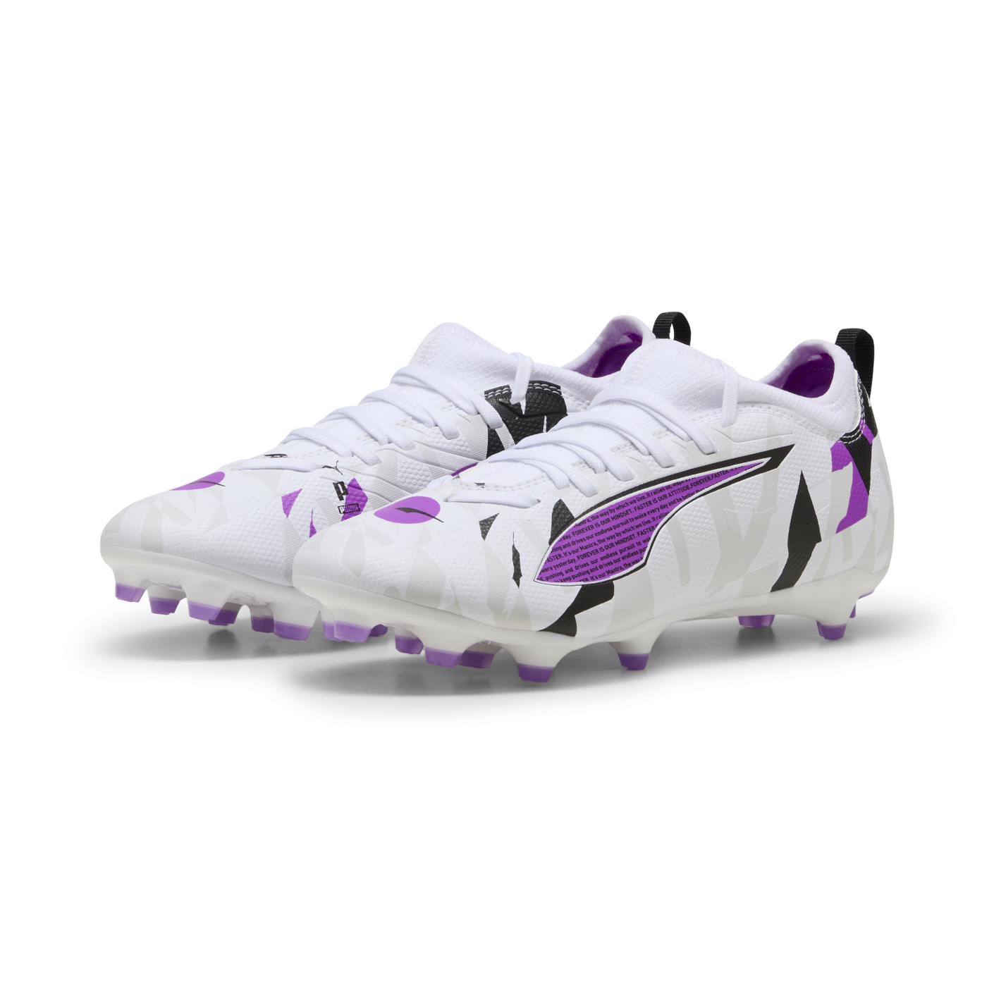 PUMA Ultra 5 Match Forever Gras / Kunstgras Voetbalschoenen (MG) Kids Wit Paars Zwart