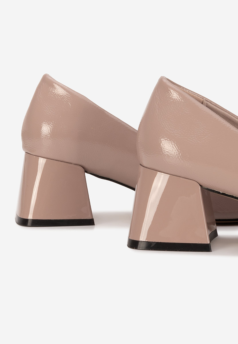 Chaussures vernies à talon épais beige Mesena