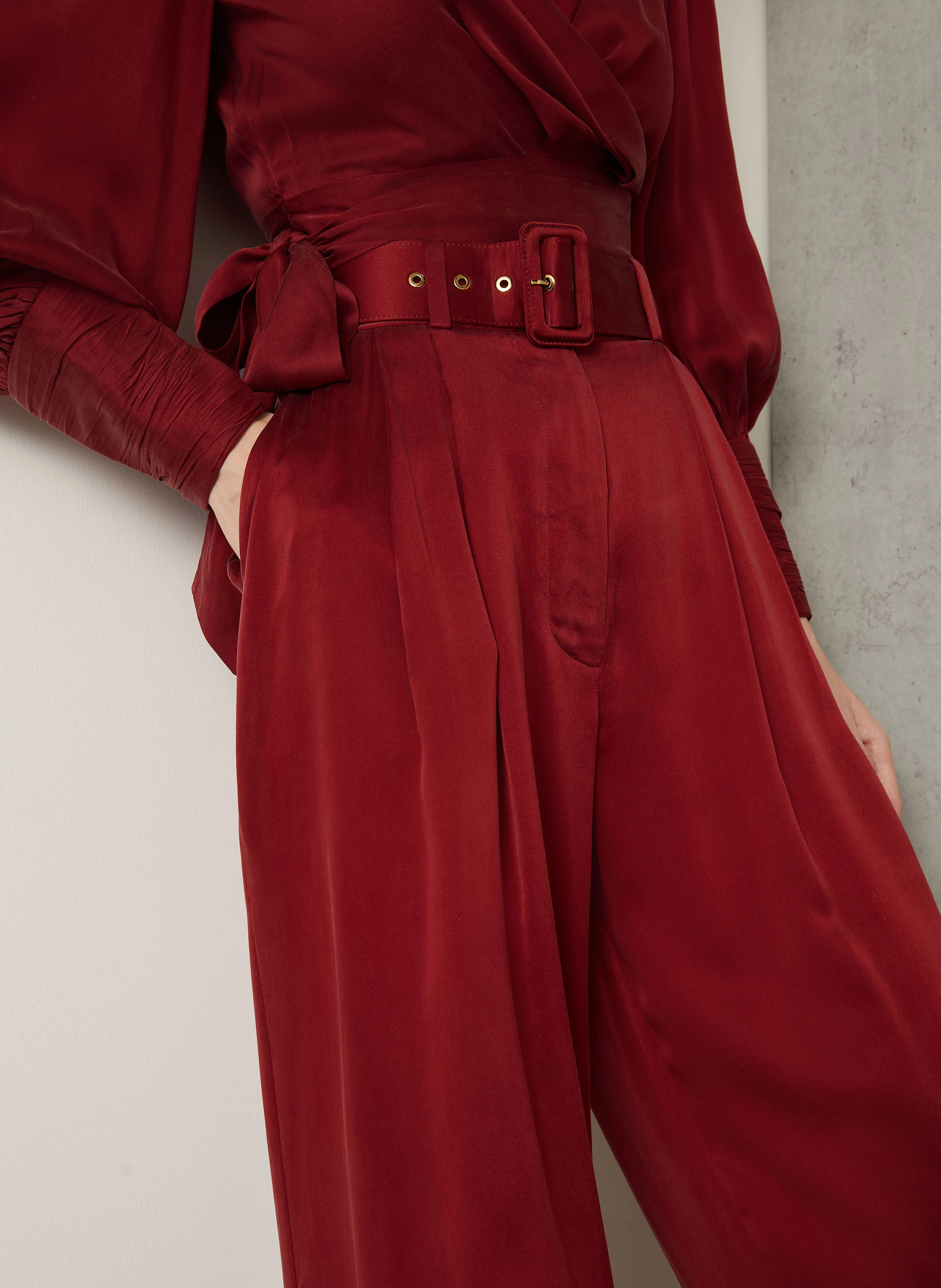ZIMMERMANN Satin-Marlenehose aus Seide
