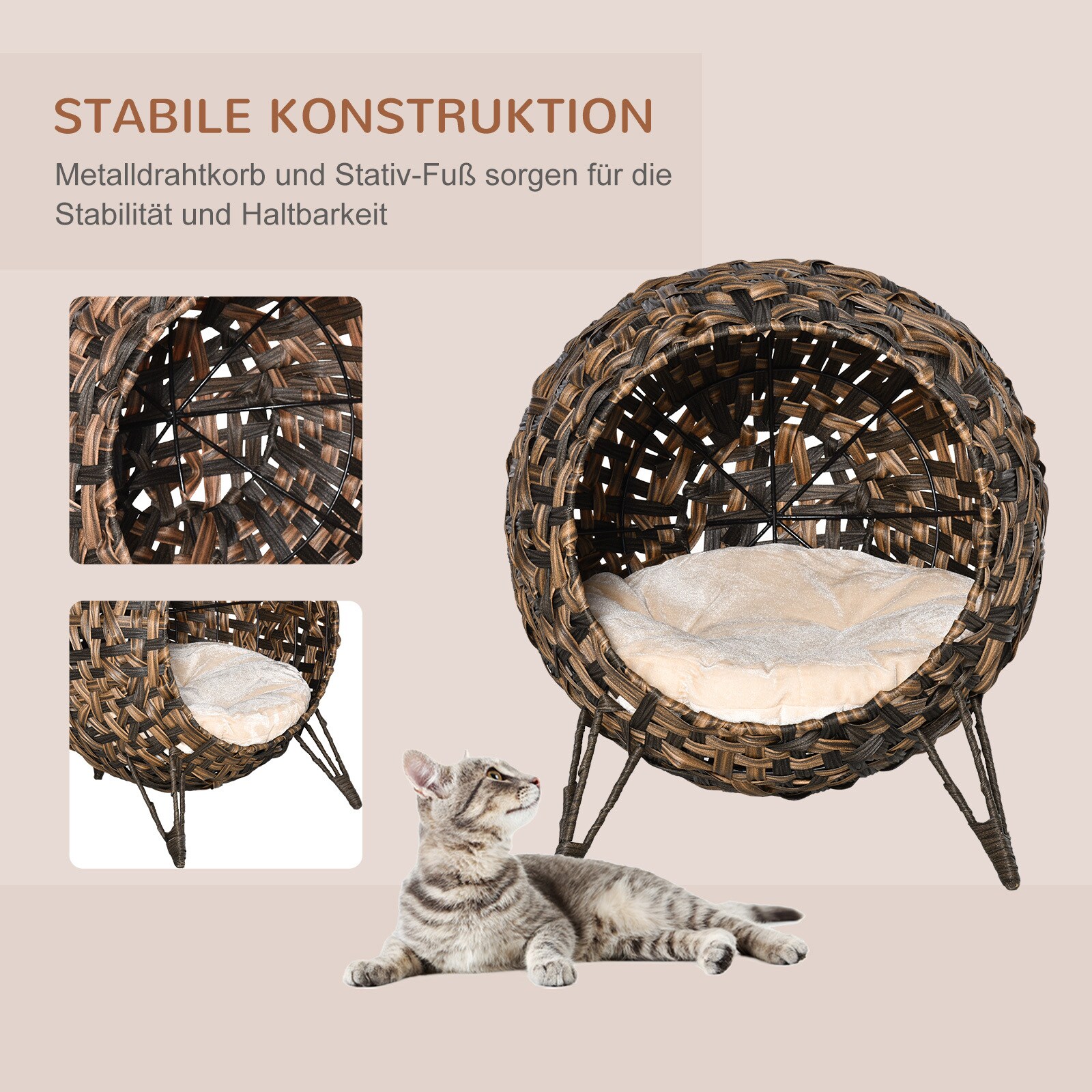 PawHut Katzenhaus braun Ø52 x 58 cm
