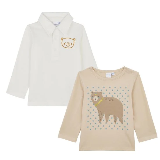 Lot de 2 t-shirts   Beige/Marron        1 mois   de               P'tit bisou