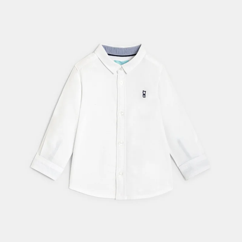 Chemise manches retroussables coton blanc bébé garçon Blanc