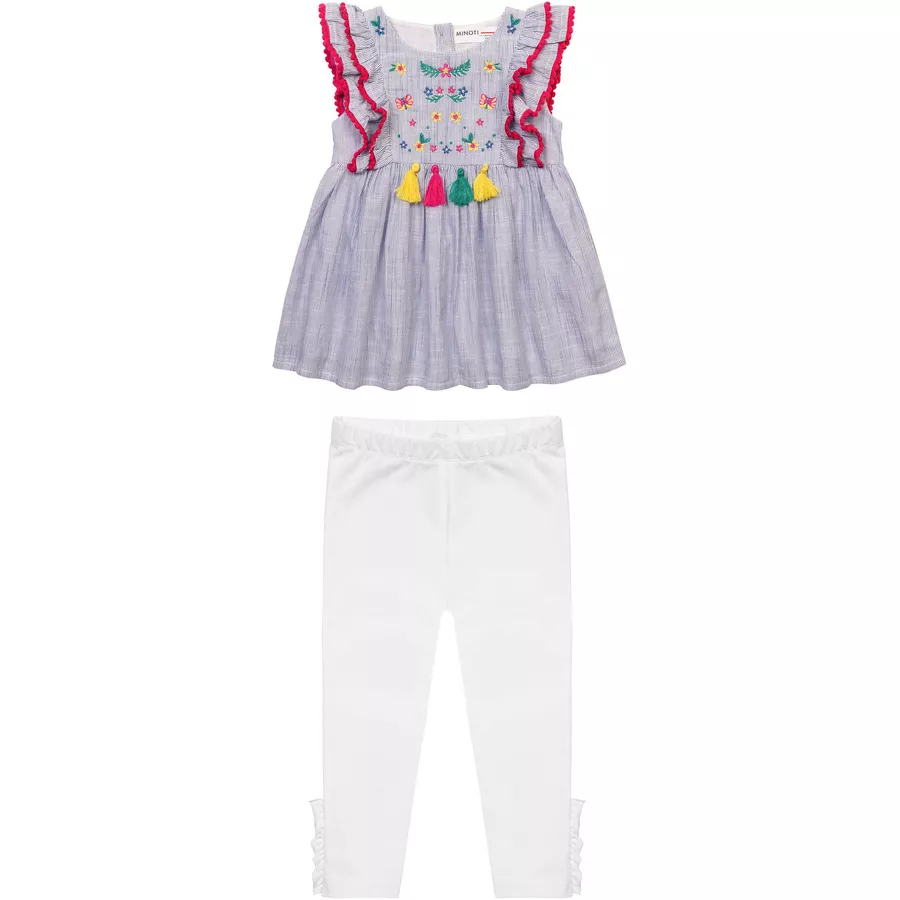 MINOTI Tunika und Leggings im Set WeißHellblau