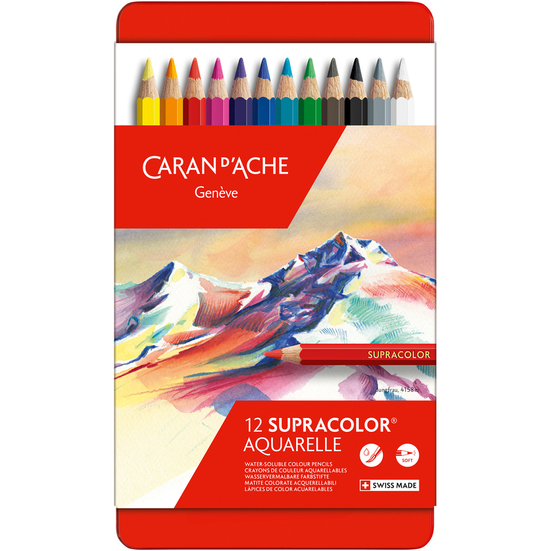 Caran d'Ache Farbstifte Supracolor Aquarelle, 12er Schachtel, assortiert