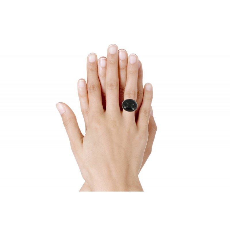 Bague Miroir Noire Argent et Onyx