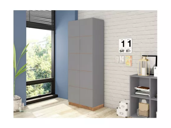 Armoire 2 Portes Grise 10 Niches L 68 H 180.7 P 37.6 cm