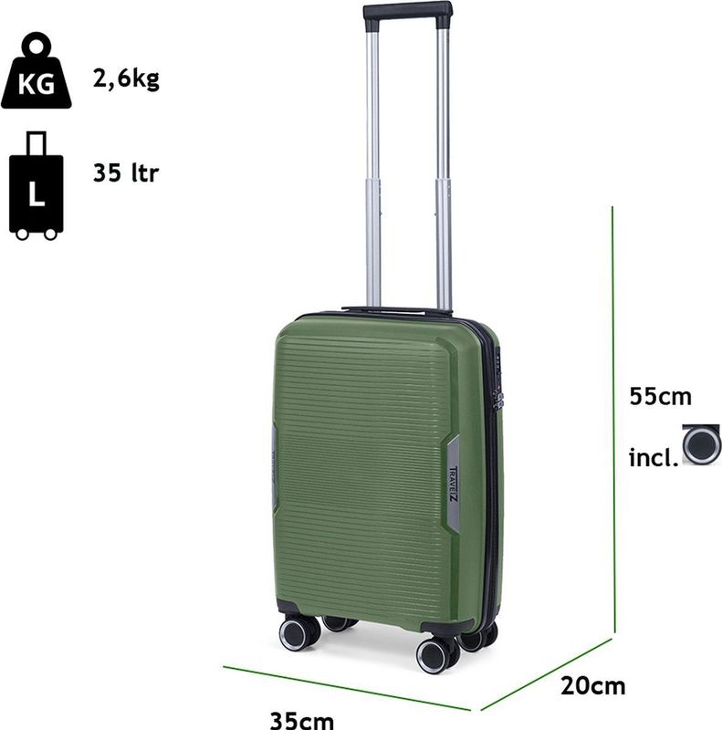 TravelZ - Swinger - Handbagage Koffer - Groen - 55 cm - 35 ltr met TSA-slot