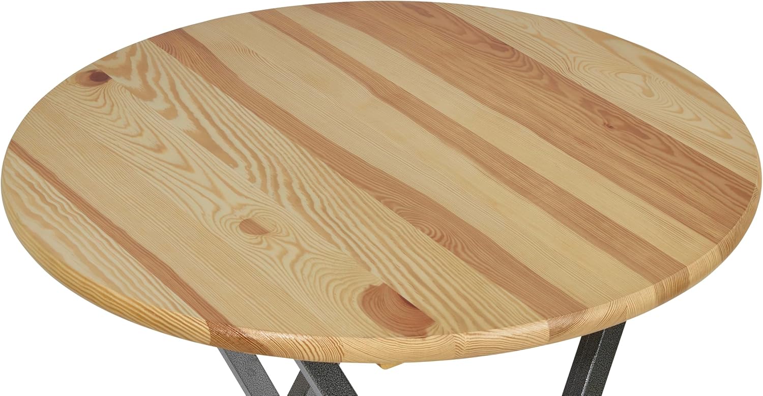 METRO Professional Outdoor Stehtisch, Kiefernholz/Stahl, Ø 78 x 110 cm, Wetterbeständig, Klappbar, Rund, Braun
