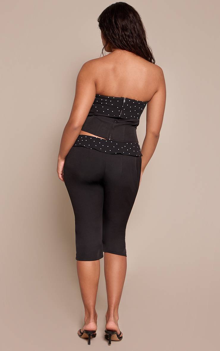 Noir Pantalon Capri Taille Haute À Pois Coupe Ajustée Sculptante