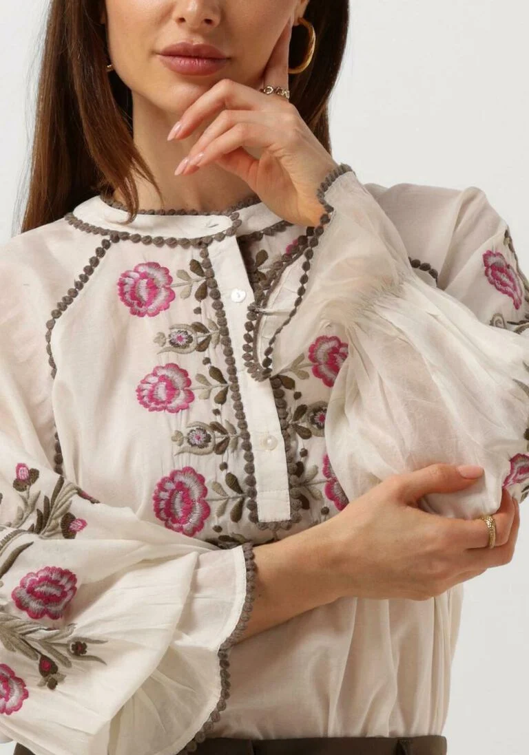 SUMMUM gebroken wit summum blouse top flower embroidery