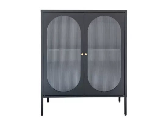Adelaide - Buffet 2 portes en verre et métal L90cm : Couleur - Noir