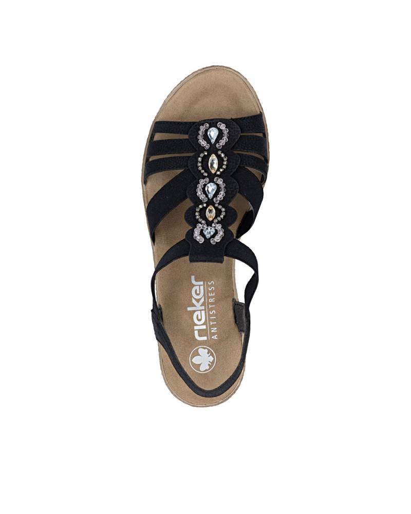 Rieker sandal kilehæl - sort