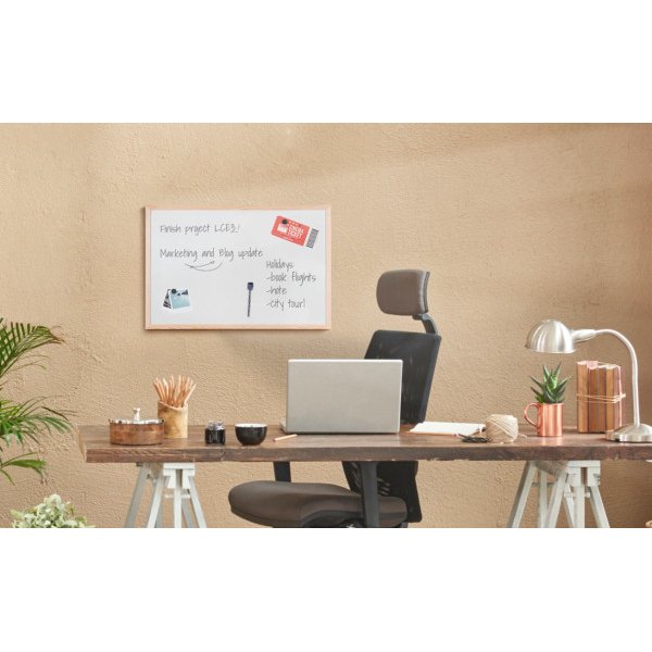 Tableau blanc, cadre en bois, (L)400 x (H)300 mm