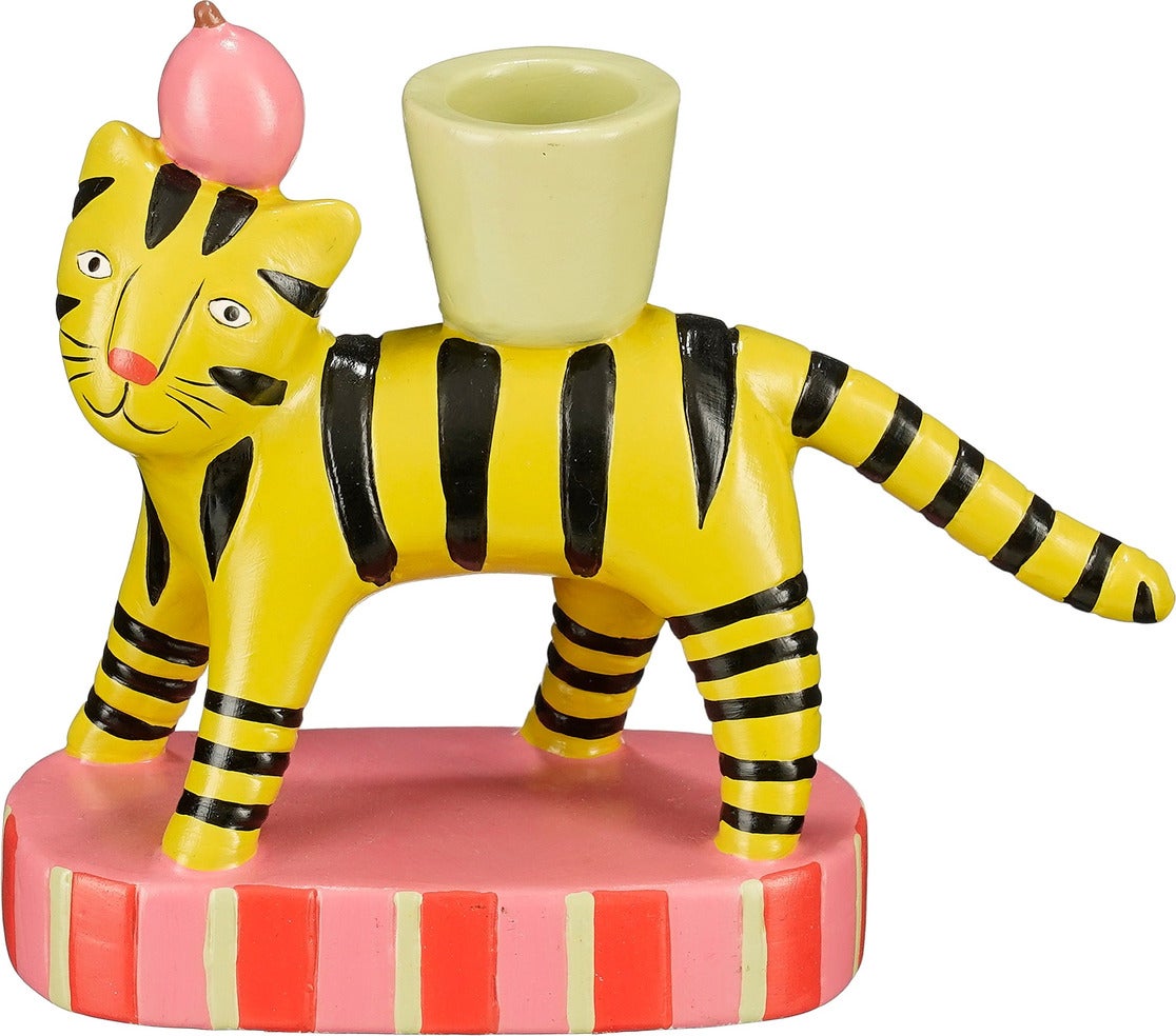 Mica Decorations kandelaar Funny geel / roze / 14,5 x 6 x 13 cm