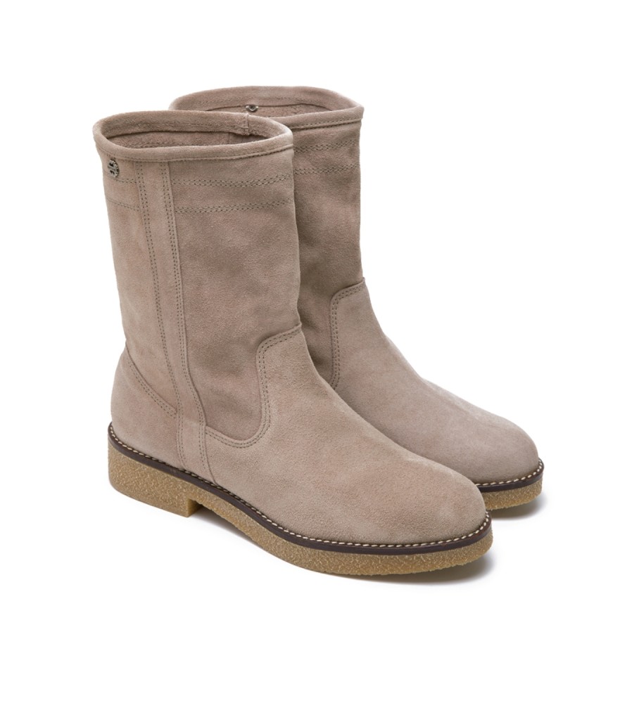 Botas de couro taupe Vanessa da Porronet