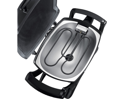Weber Q 1400 elektrische grill, donkergrijs, 2,2 kW, grilloppervlak 43 x 32 cm, geëmailleerd gietijzeren grillrooster, deksel en behuizing van gegoten aluminium