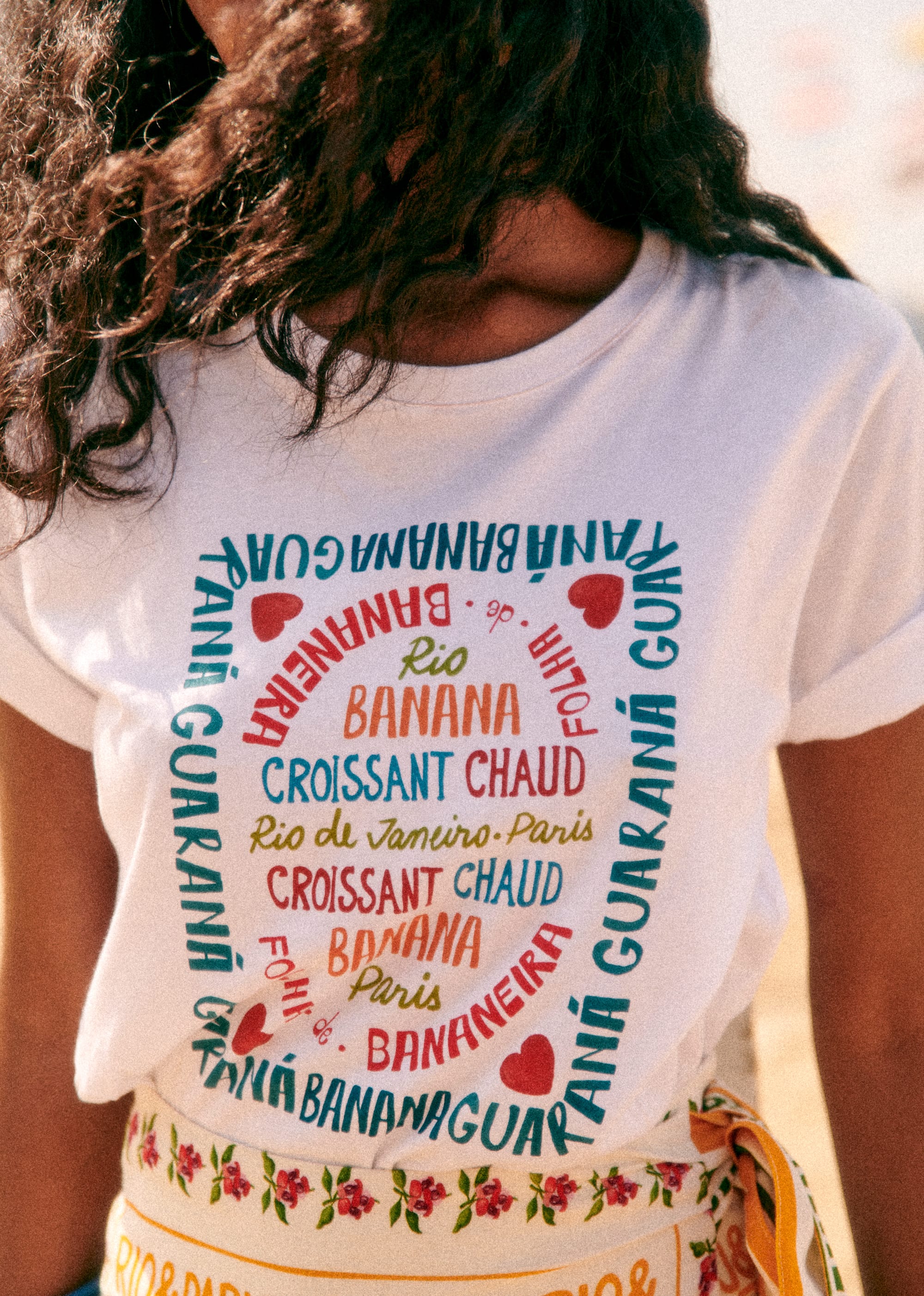 T-Shirt Croissant Chaud - Sézane x FARM Rio - Blanc/Multico - E-SHOP/T-SHIRTS 5905335