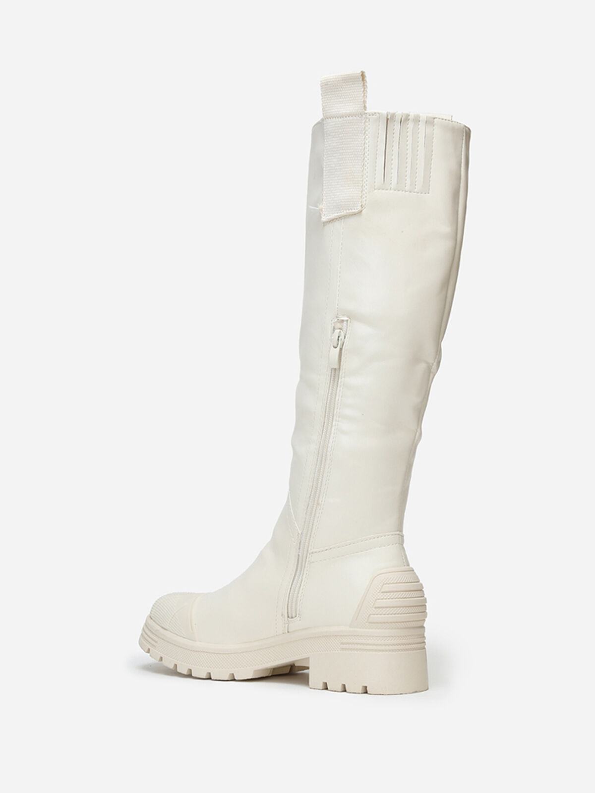 Bottes crantées avec motifs en relief- Beige