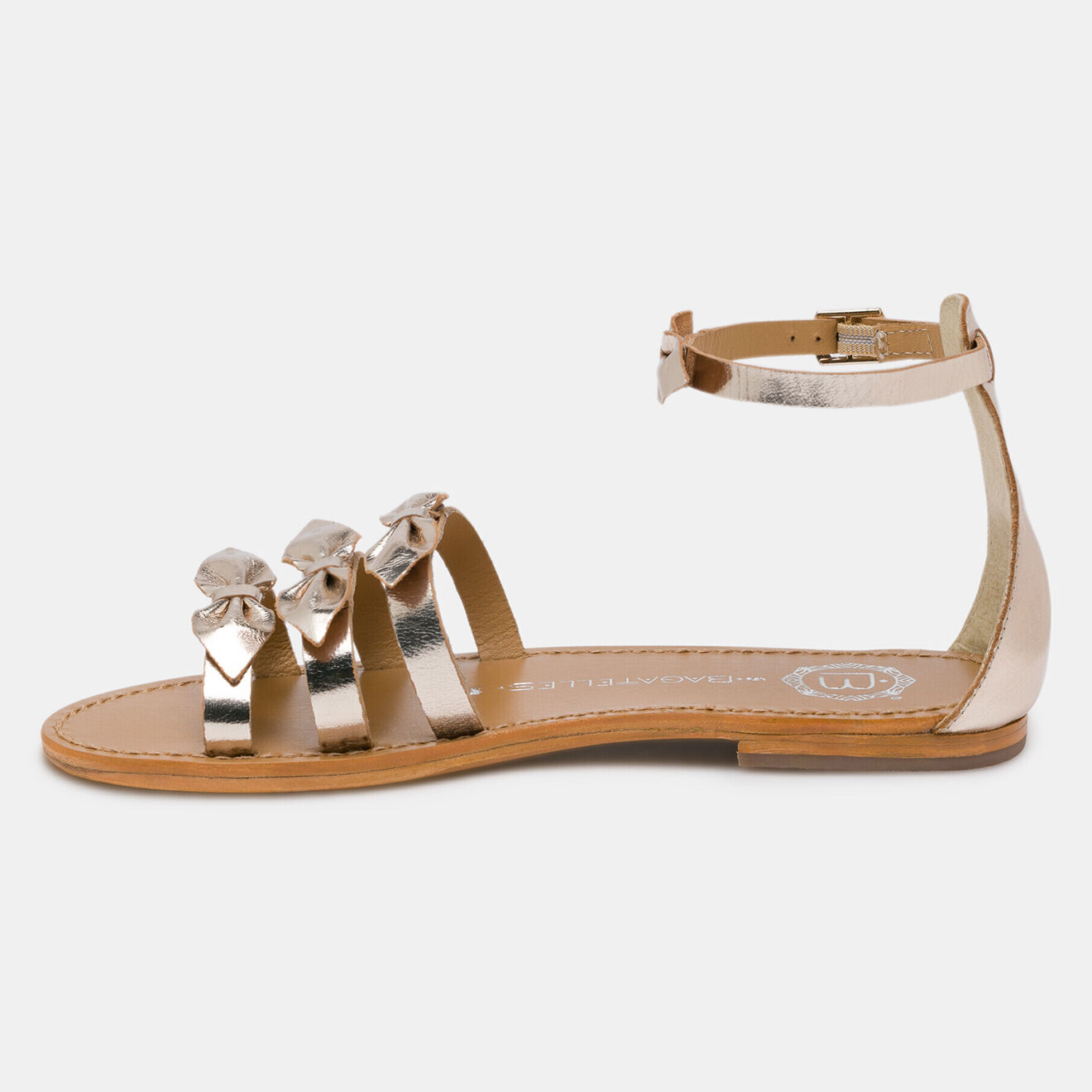 Les Bagatelles Sandales en Cuir Seneca doré/marron