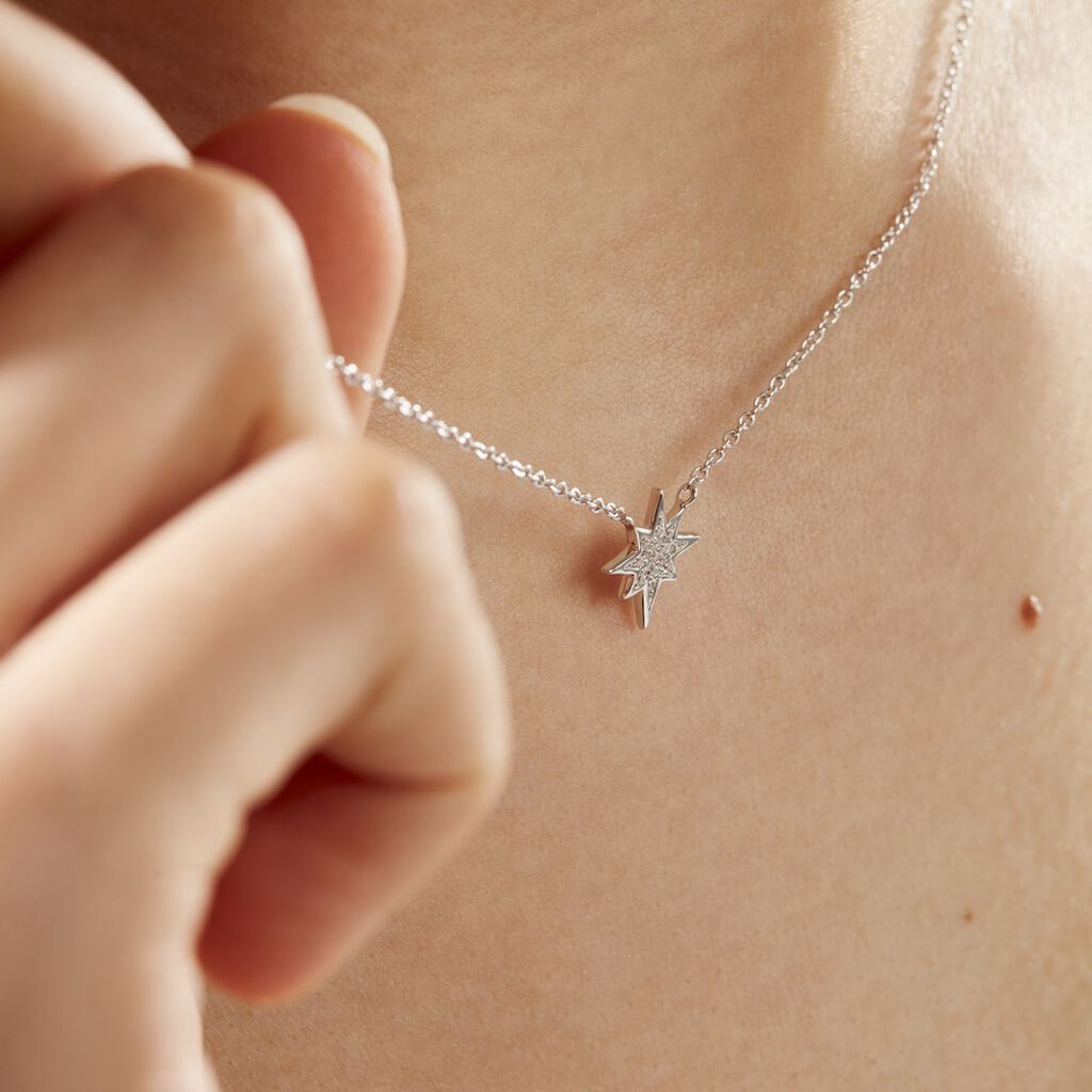 Collier Speranza Argent Blanc Oxyde De Zirconium