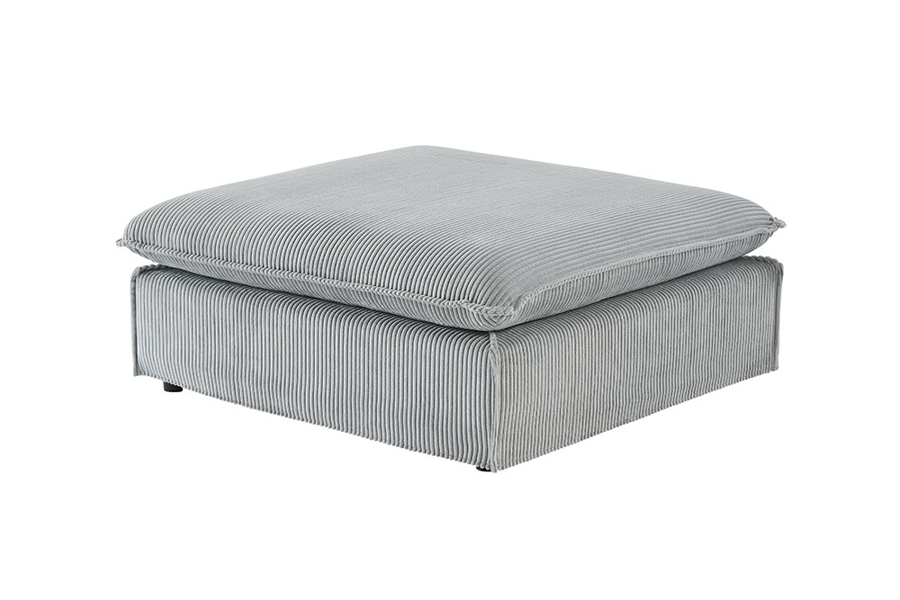 Großer Sitzhocker HEAVEN 100cm hellgrau Cord Federkern Sofahocker abnehmbarer Bezug