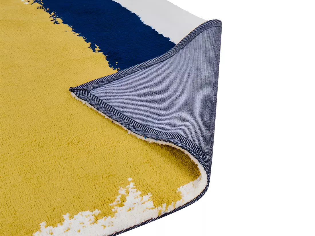 Tapis - 200 x 290 cm - moutarde, bleu marine, gris CAMDEN