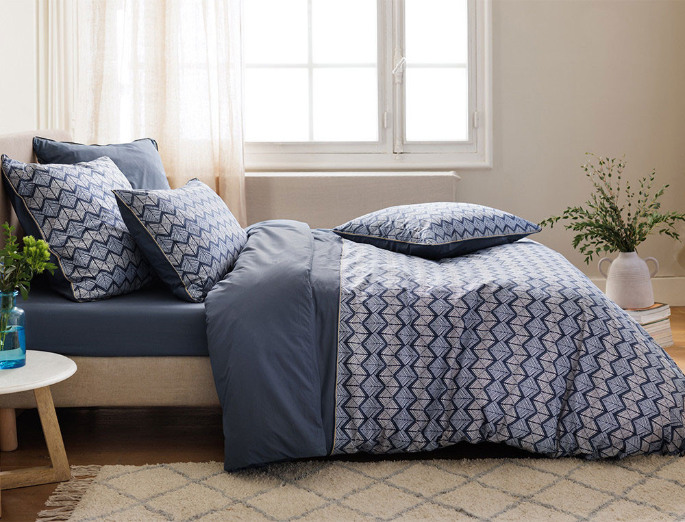 Housse de couette avec zip-Bleu évasion