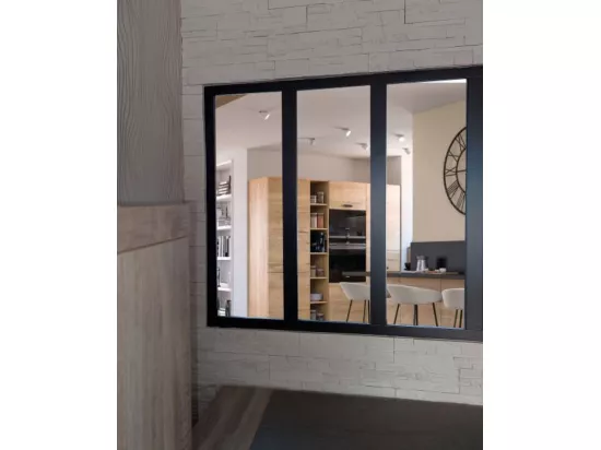 Verriere Bois Mdf Noir 3 Vitrages Clairs H1080 Mm X L1123mm Gd Menuiseries