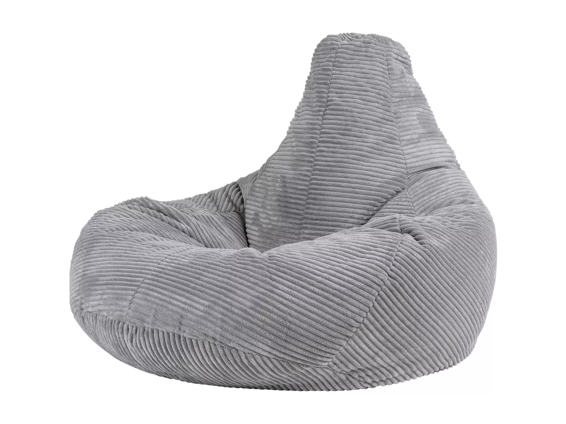 Pouf inclinable velours côtelé, gris - DALTON