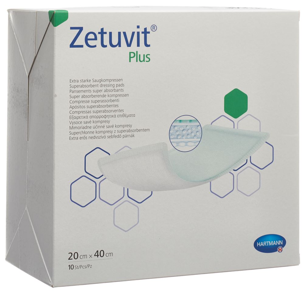 ZETUVIT Plus Absorptionsverband<br>10 Stück, 20x40cm
