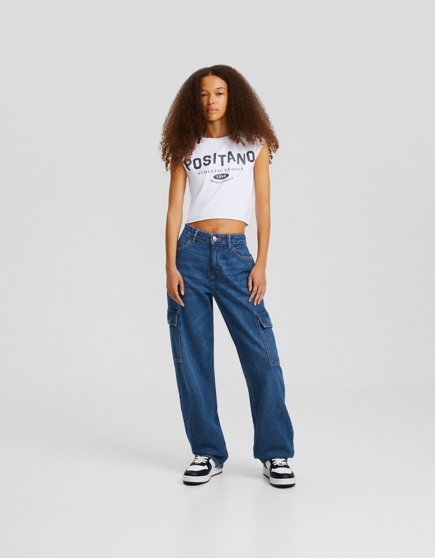 calça cargo reta