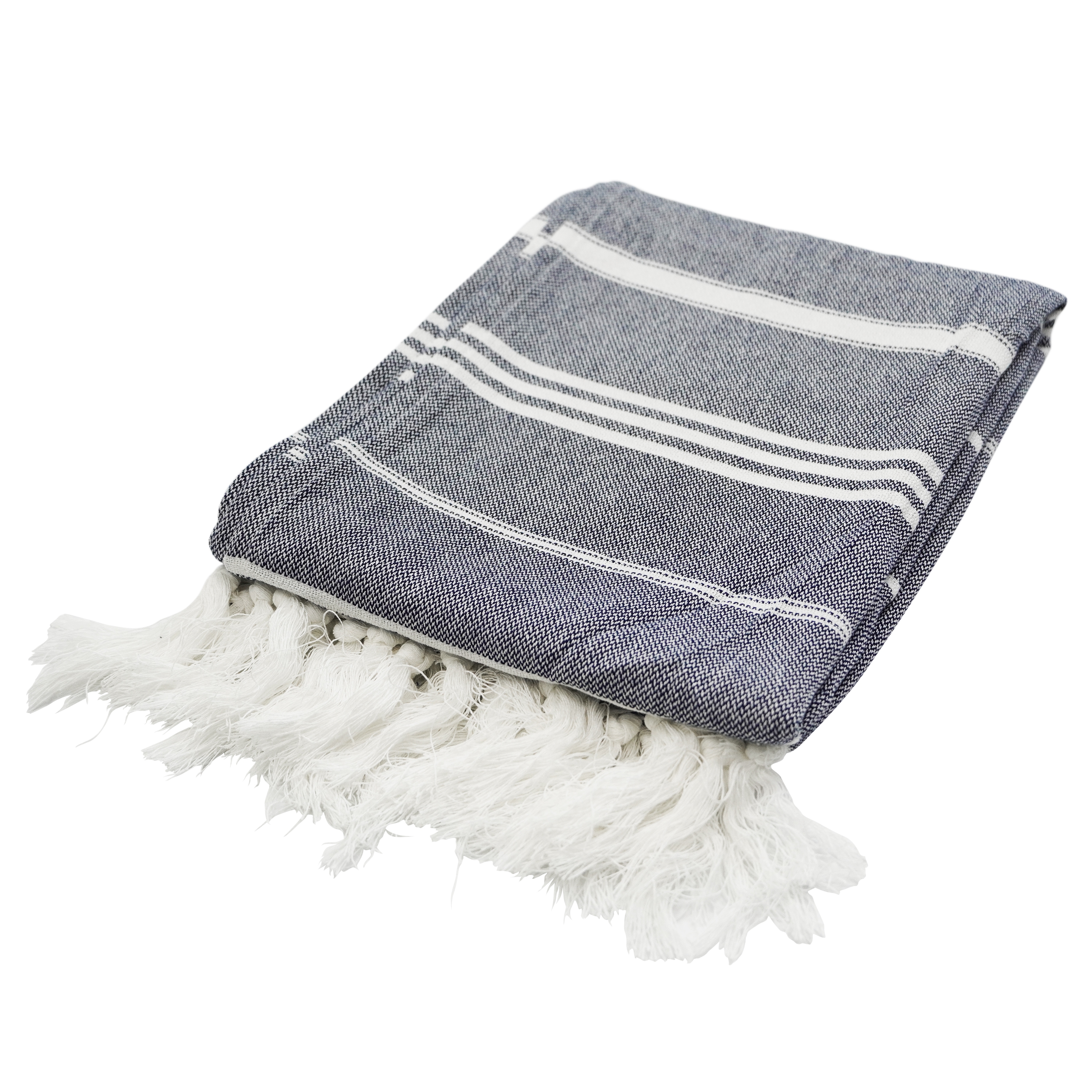 Strandtuch Baumwolle 100 x 180 cm 2er Set dunkelblau/weiss