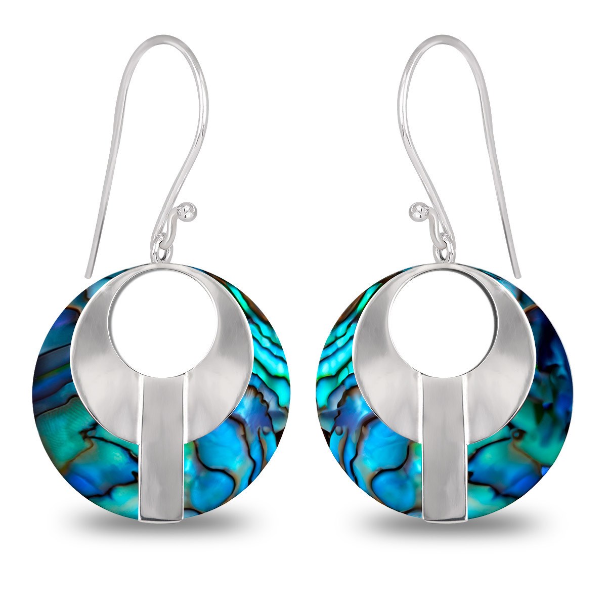 Boucles d'Oreilles Nacre Abalone Cercle en Argent 925 | Boutique ADEN