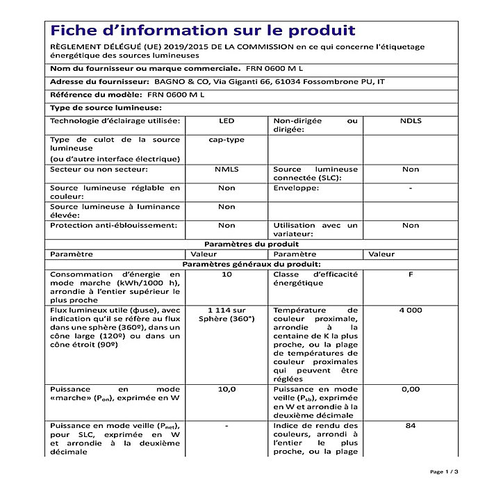 Miroir de salle de bains lumineux LED cadre noir H.75 x L.60 cm, Pura