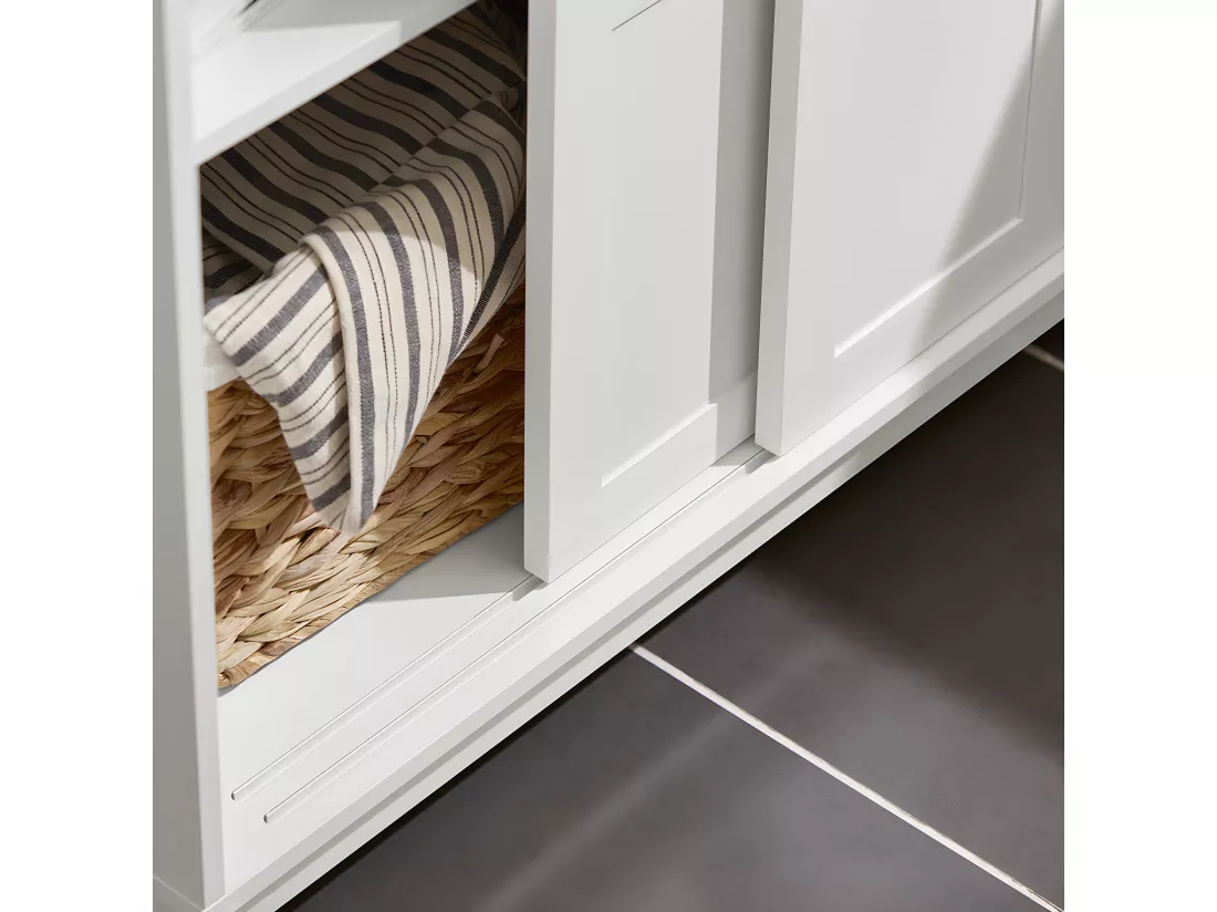 SoBuy FSB84-W Meuble de Rangement Meuble d’entrée Meuble à Chaussures Armoire Multi-rangements avec 2 Tiroirs et 2 Portes Coulissantes