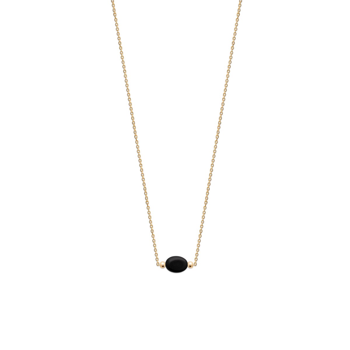 Collier Brillaxis Plaqué or et Agate Noire