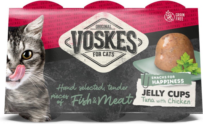 Voskes kattensnack Delicatesse gelei tonijn en kip 150 g