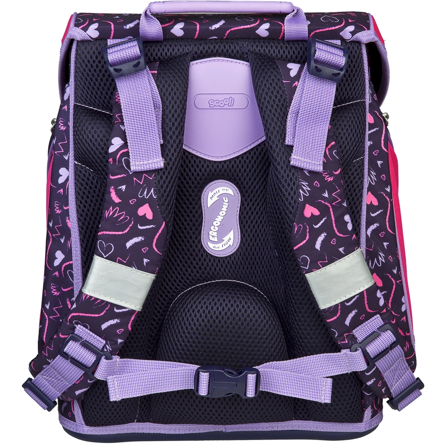 Scooli EasyFit Schulranzen-Set Glow-Edition Heartbeat